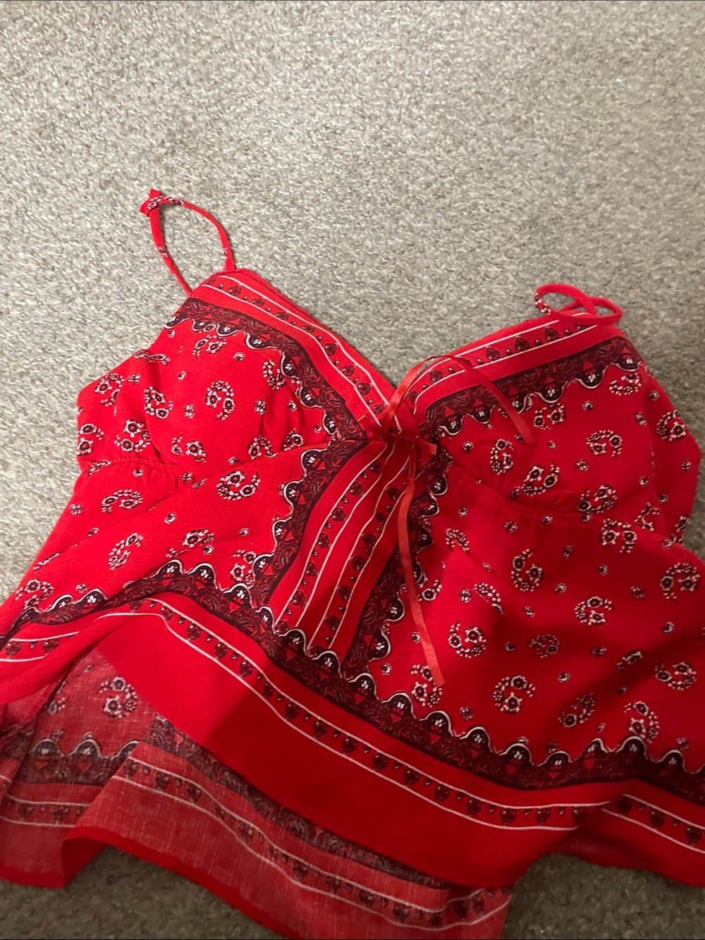 No Boundaries Red Bandana-Print Spaghetti Strap Cami